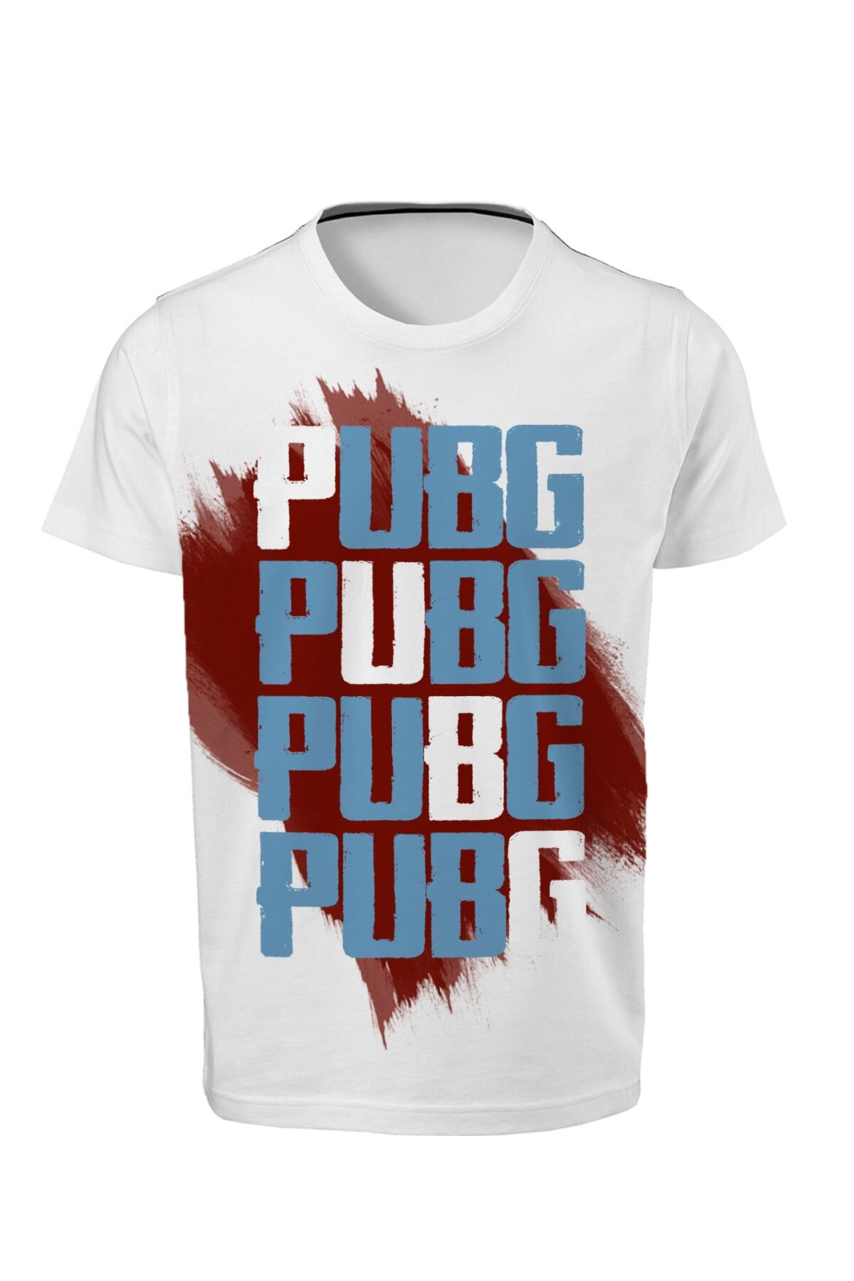 Pubg Dijital Baskılı Bordo Mavi Unisex T-shirt E-04
