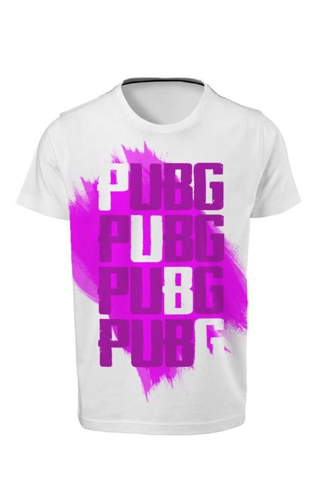 Pubg Dijital Baskılı Pembe Unisex T-shirt E-05