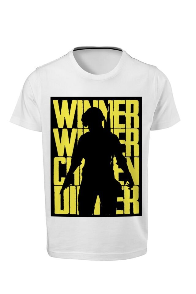 Unisex  Sarı Pubg Winner Winner Dijital Baskılı Tshirt