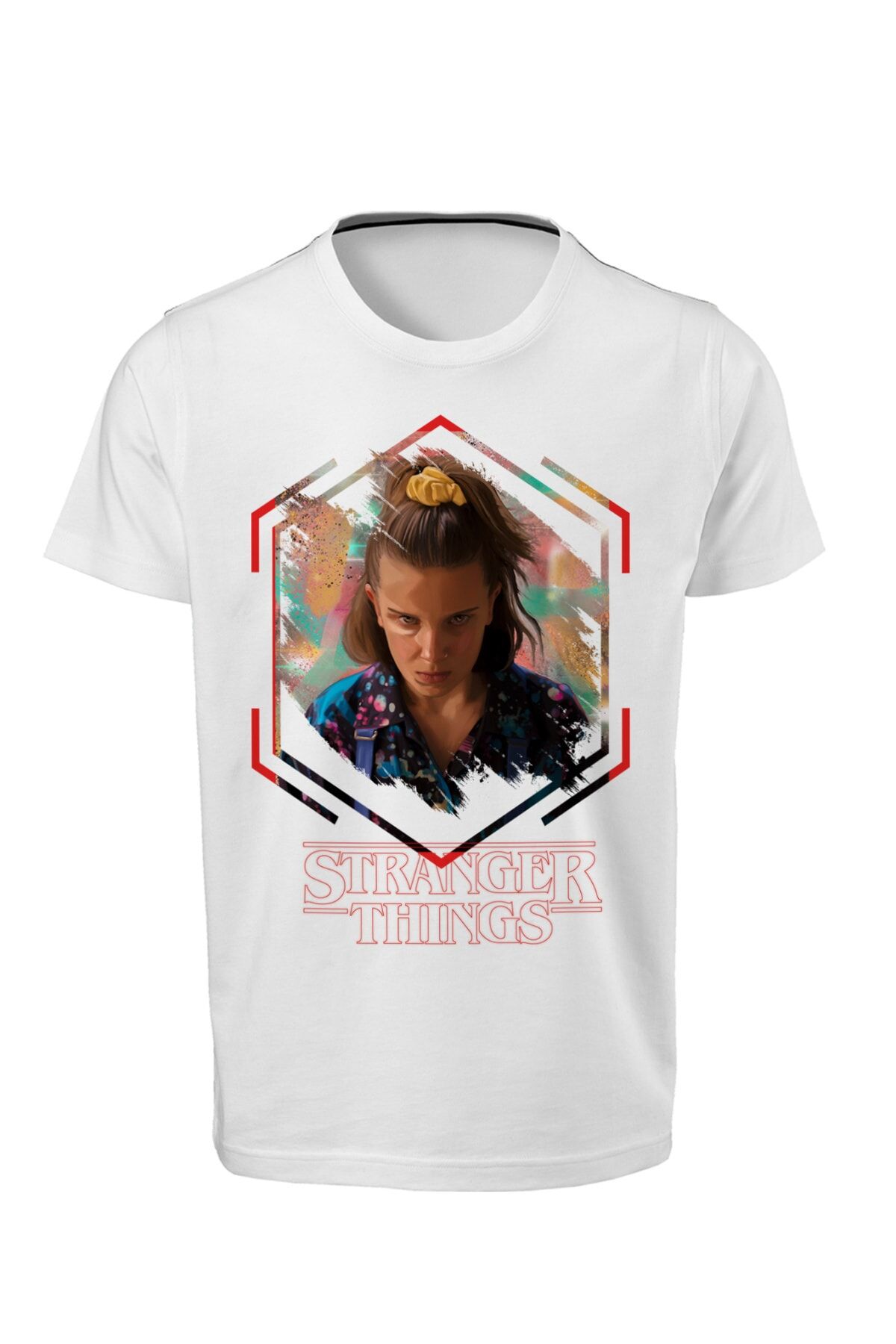 Stranger Things - Dijital Baskılı Beyaz Unisex T-shirt E-01