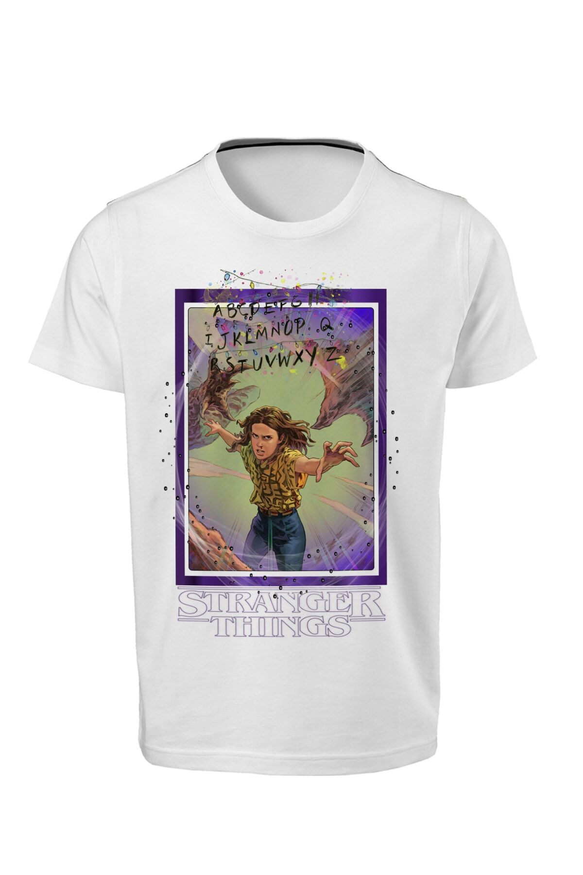 Stranger Things - Unisex Çocuk Beyaz Dijital Baskılı  T-shirt K-04