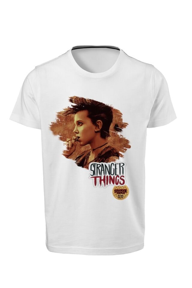 Stranger Things - Dijital Baskılı Beyaz Unisex T-shirt K-05