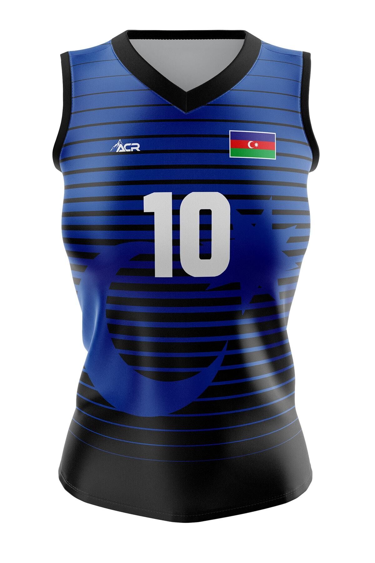 Voleybol Forması Azerbaycan Model - Kişiye Özel Isim Ve Numara Yazılabilir, Dijital Baskı Tek Üst