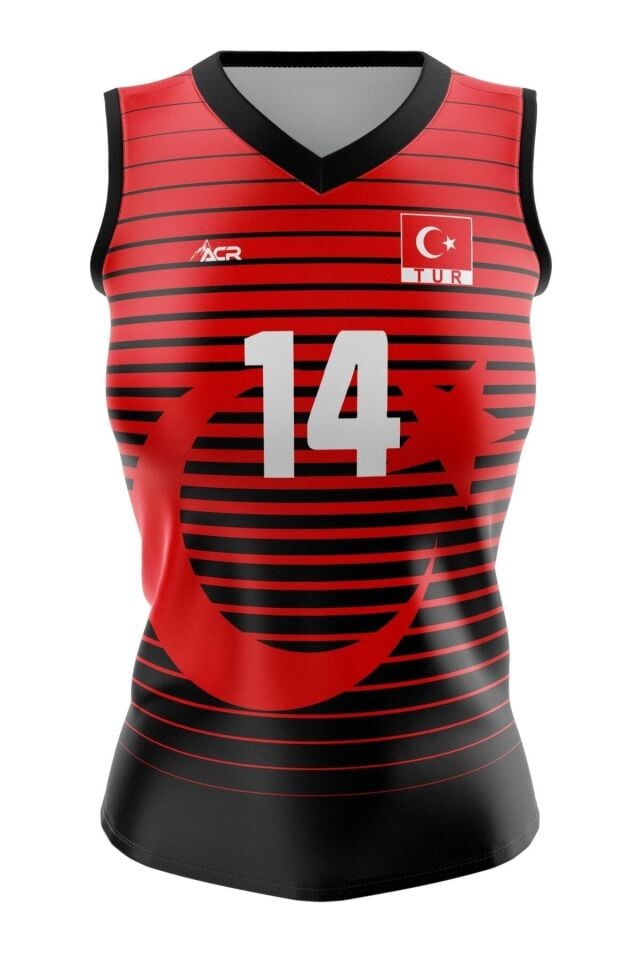 Voleybol Forması Türkiye Model - Kişiye Özel Isim Ve Numara Yazılabilir, Dijital Baskı Tek Üst