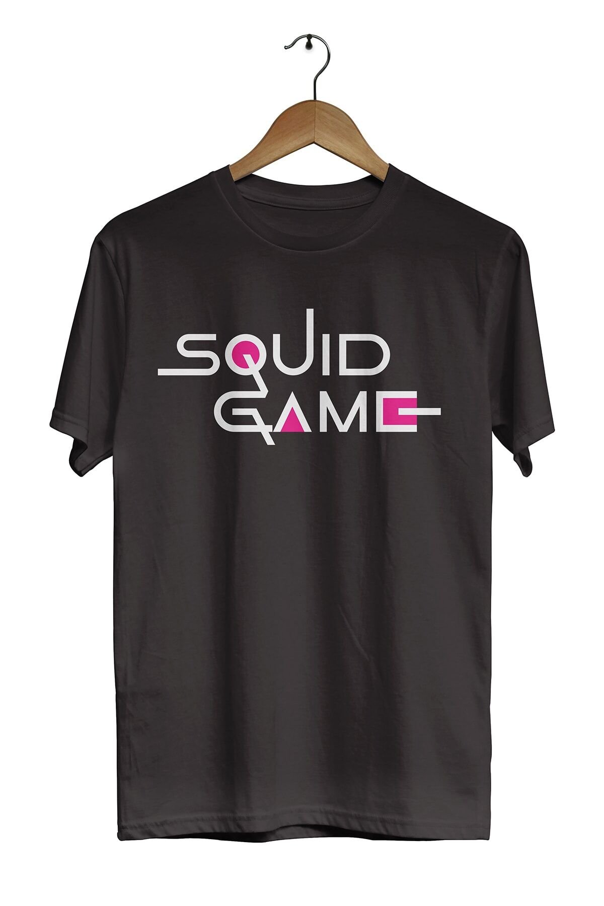 Squid Game Kore Yazı Model Baskılı Siyah Unisex T-shirt