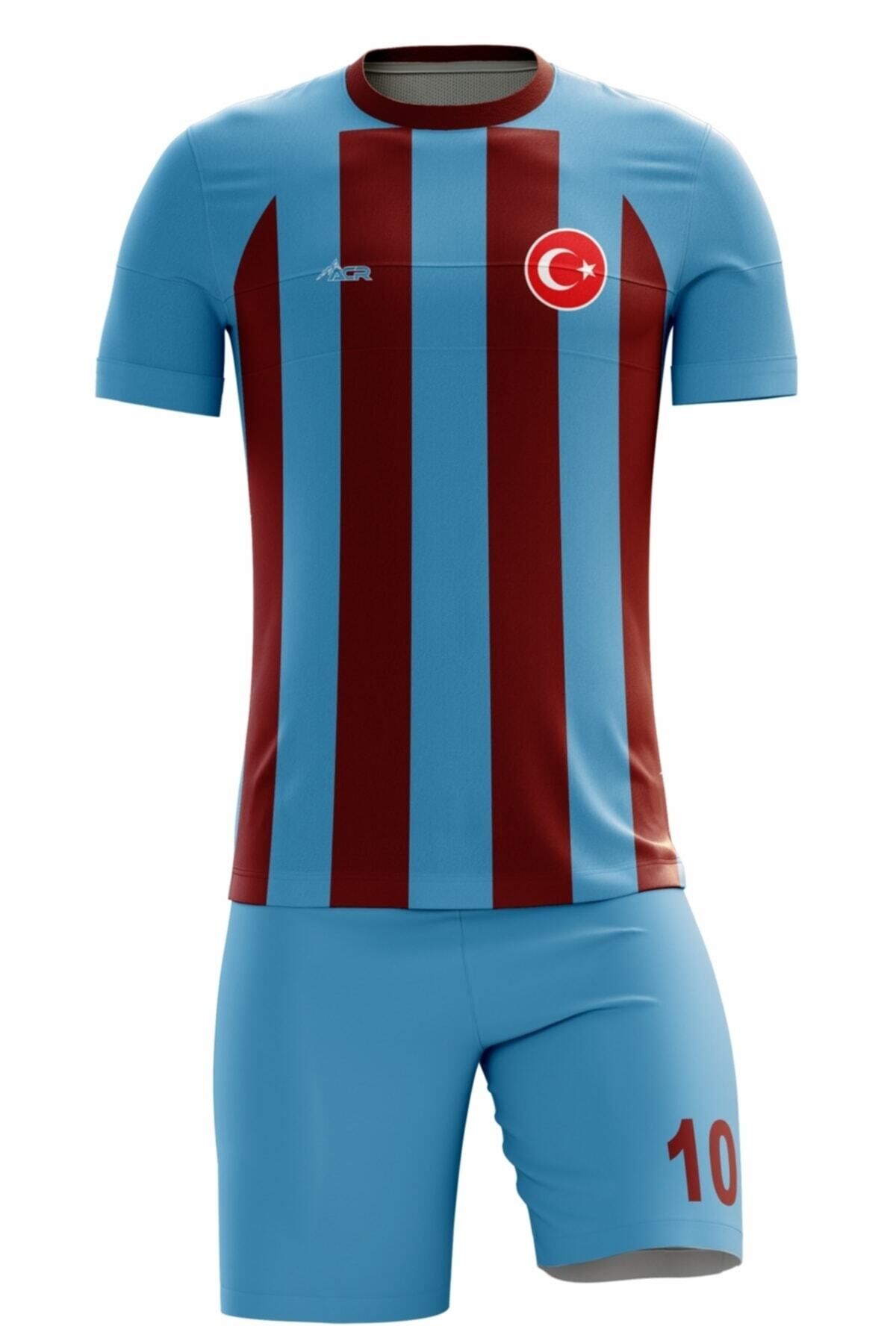 Futbol Forması Klasik Çubuklu Model - Kişiye Özel Isim Ve Numara Yazılabilir Dijital Baskı Tasarım Bordo/Mavi - XL