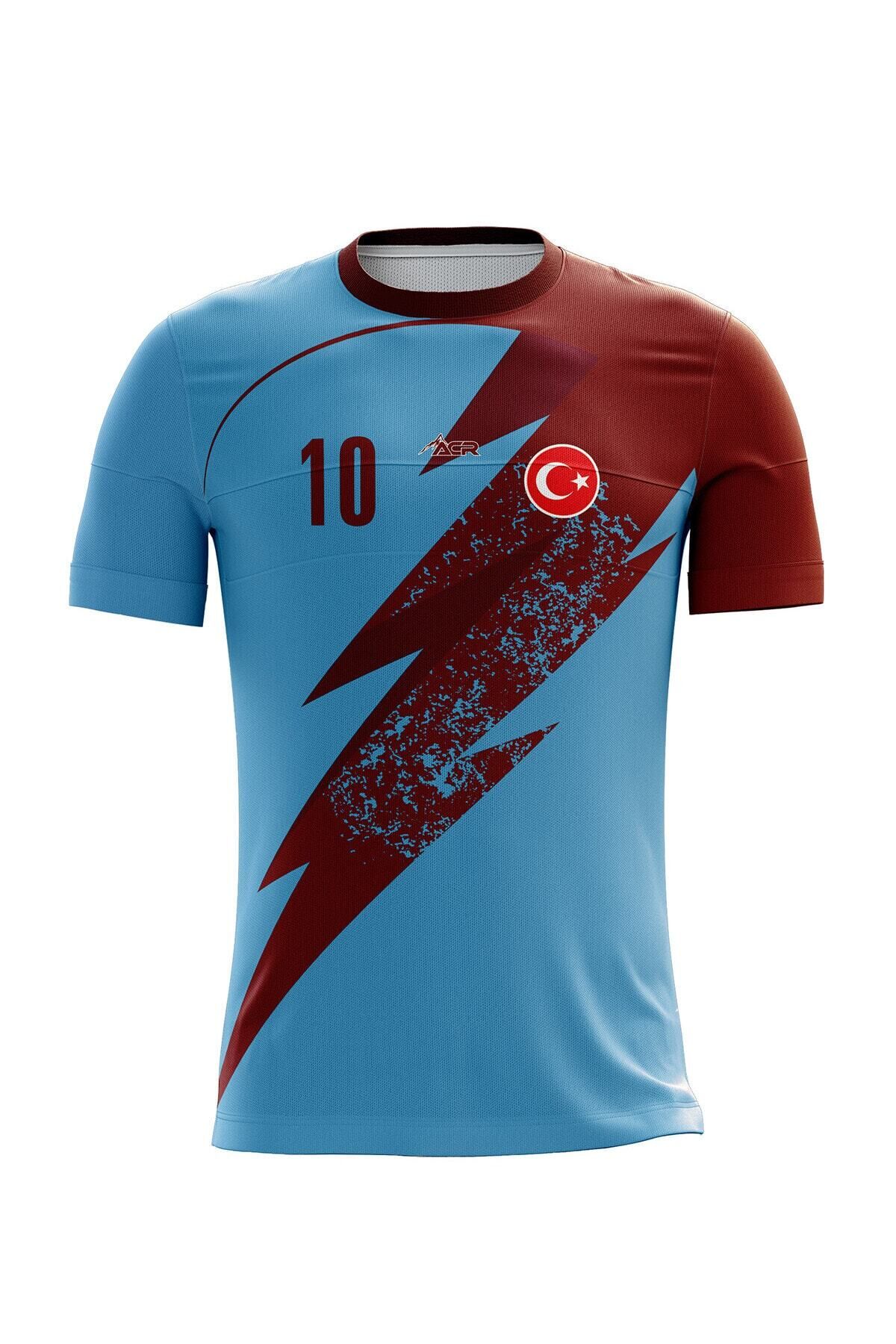 Futbol Forması Tek Üst Şimşek Model - Kişiye Özel Isim Ve Numara Yazılabilir, Dijital Baskı Tasarım Bordo Mavi - S